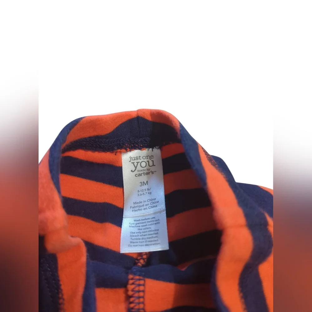 Just One You Made By Carter's Striped Orange And Navy Leggings Size 3 Months.